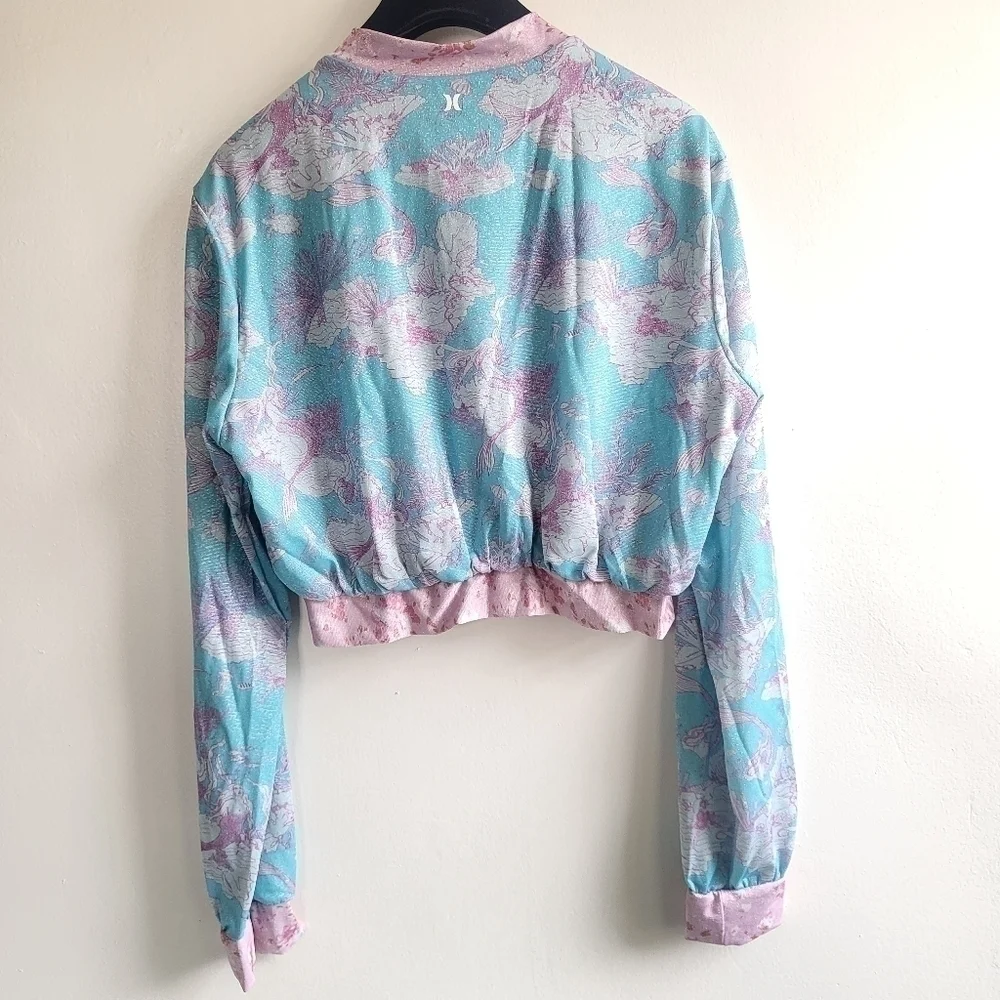 New LoveShackFancy x Hurley Cropped Bomber Jacket Under The Sea NWT Small
